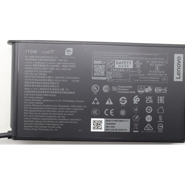 Προσαρμογέας Lenovo 5A11K67851 τροφοδοσίας/μετατροπέας Εσωτερικός 170 W Μαύρος