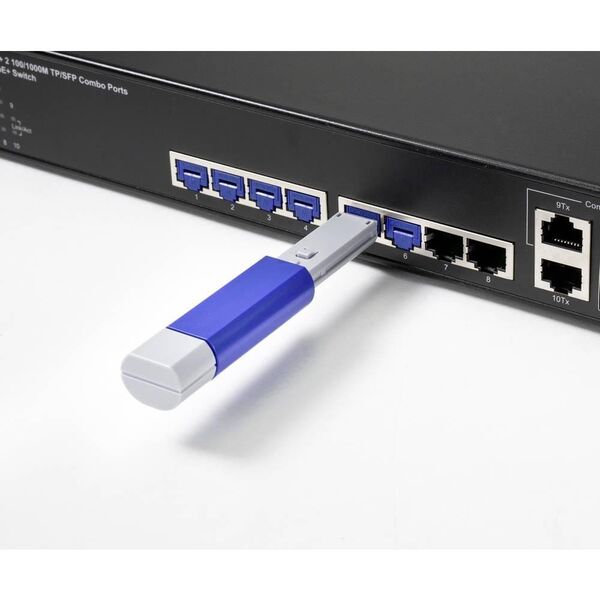 Renkforce RJ45 LAN-port RF-4695234 Σετ με 10 τεμ. Ασημί μπλε συμπεριλαμβανομένου 1 κλειδιού RF-4695234