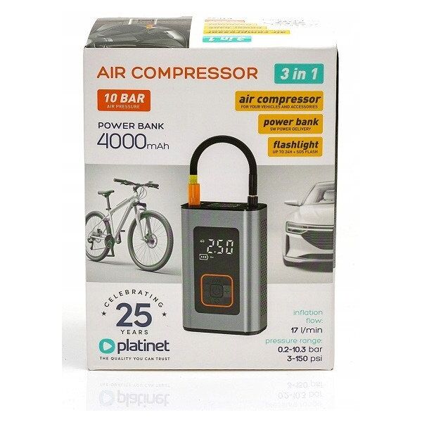 ΑΕΡΟΣΥΜΠΙΕΣΤΗΣ ΑΥΤΟΚΙΝΗΤΟΥ PLATINET AIR COMPRESSOR PUMP 10BAR 4000MAH [46234]