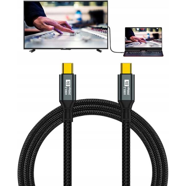 Καλώδιο USB C γρήγορη φόρτιση σε USB-C 3.2 | 20V/5A 100W 20Gbps 8K | 3m
