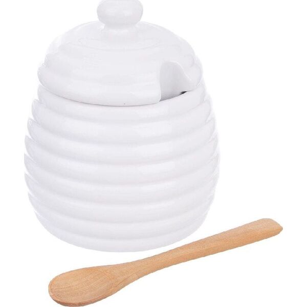 Orion Pojemnik porcelanowy na MIÓD do miodu z pokrywką i łyżeczką 340 ml