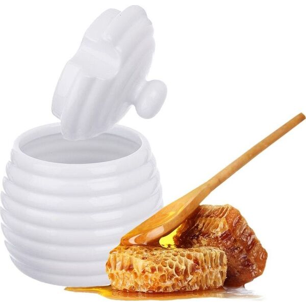 Orion Pojemnik porcelanowy na MIÓD do miodu z pokrywką i łyżeczką 340 ml
