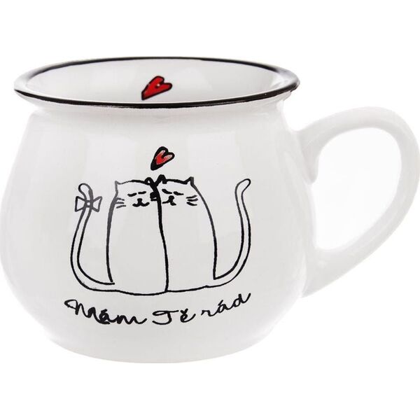 Orion Kubek ceramiczny z uchem koty kotki do picia kawy herbaty 300 ml