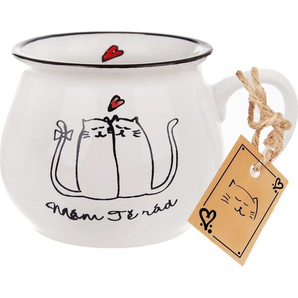 Orion Kubek ceramiczny z uchem koty kotki do picia kawy herbaty 300 ml