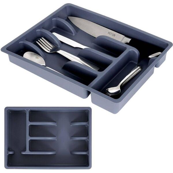 Vilde Organizer na sztućce przybory wkład do szuflady szary 5 przegródek 36x25,5x 5 cm
