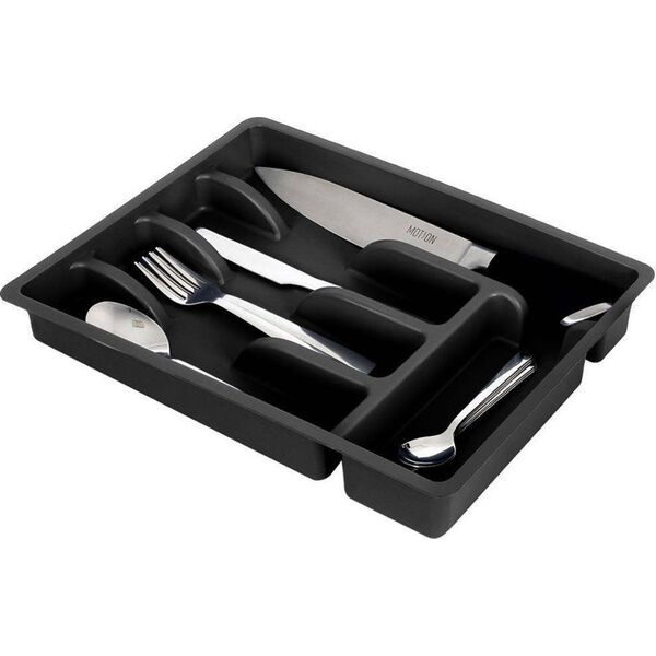 Vilde Organizer na sztućce przybory wkład do szuflady czarny 5 przegródek 36x25,5x6 cm