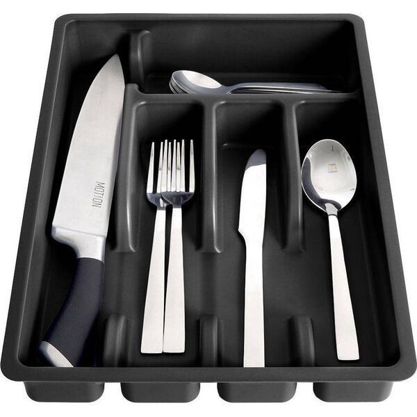 Vilde Organizer na sztućce przybory wkład do szuflady czarny 5 przegródek 36x25,5x6 cm