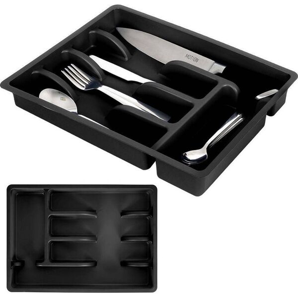 Vilde Organizer na sztućce przybory wkład do szuflady czarny 5 przegródek 36x25,5x6 cm