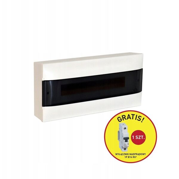 Επιτοίχια μονάδα Legrand Practibox S 137435P με 1x22 μονάδες IP40 διαφανείς πόρτες + διακόπτης υπερέντασης 1P B16 RX3 (1 τεμ.)