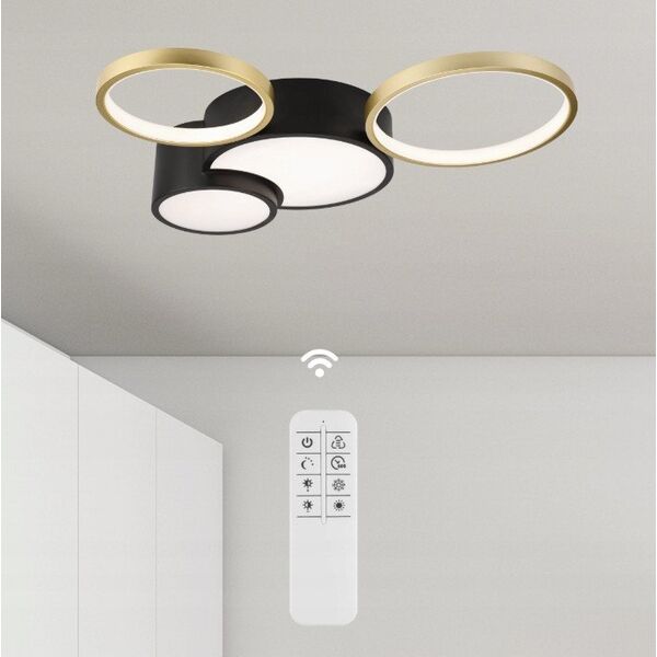 Lamkur Alizee 50980 πλαφονιέρα 30W LED 3000-6500K 4400 lm μαύρο/χρυσό