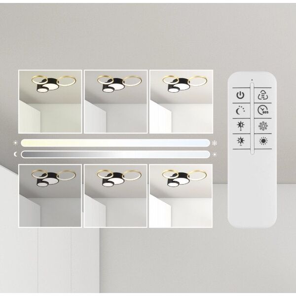Lamkur Alizee 50980 πλαφονιέρα 30W LED 3000-6500K 4400 lm μαύρο/χρυσό