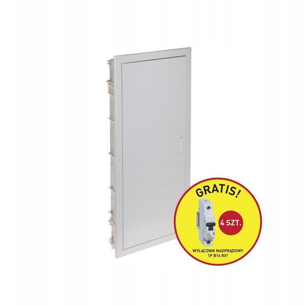 Επιτοίχια μονάδα Legrand RWN 602434P εντοιχισμένη 4x12 μονάδες IP40 πλήρης πόρτα λευκή + διακόπτης υπερφόρτωσης 1P B16 RX3 (4 τεμ.)