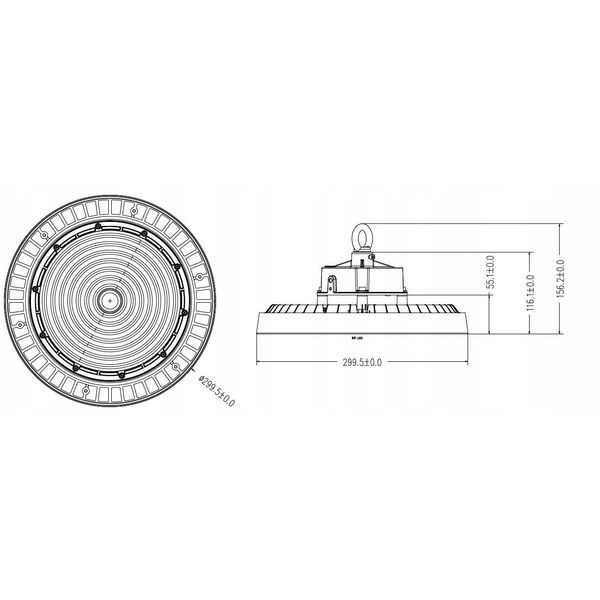 Φωτιστικό High-Bay Slim Light Design UFO LED 200W 4000K 32000LM 120° 1-10 DIM IP66 IK10 μαύρο