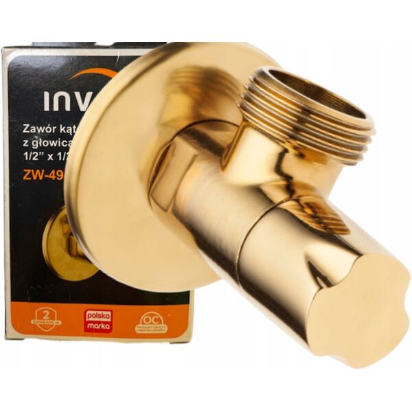 Invena γωνιακή βαλβίδα με κεραμική κεφαλή 1/2"x3/8", χρυσή ZW-49-00Z-W