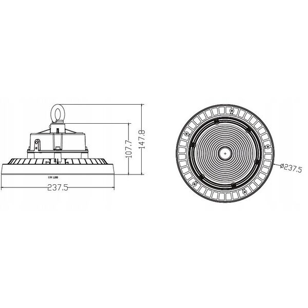 Φωτιστικό High-Bay Slim Light Design UFO LED 150W 4000K 24000LM 90° 1-10 DIM IP66 IK10 μαύρο
