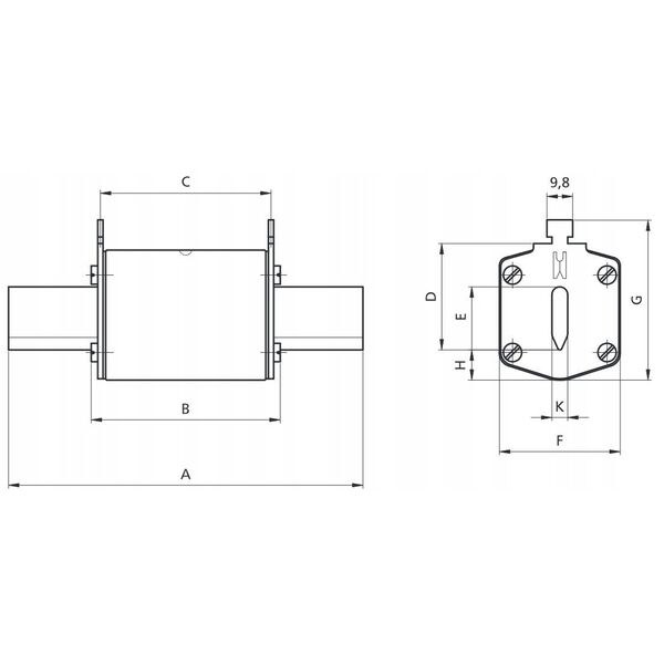 Ασφάλεια ETI Polam NH2/WT-2C 004139395 gF 100A 500V γρήγορη