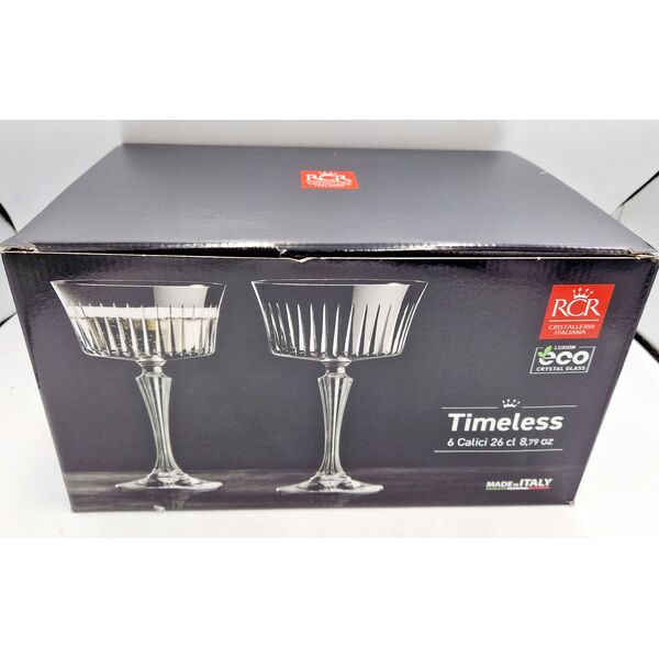 Κρυστάλλινα ποτήρια σαμπάνιας RCR Timeless, 260 ml, 6 τεμ.