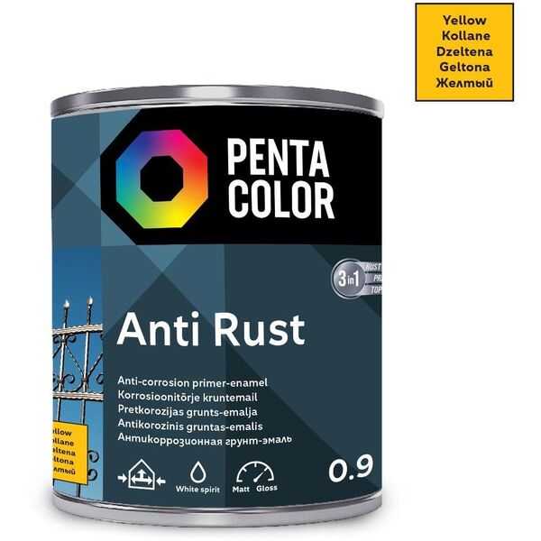 Pentacolor ΑΝΤΙΚΟΡΡΩΤΙΚΗ ΒΑΦΗ ΚΑΤΑ ΤΗΣ ΣΚΟΥΡΙΑΣ ΚΙΤΡΙΝΟ 0.9L