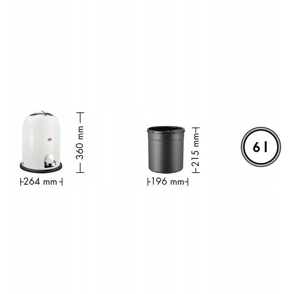Κάδος απορριμμάτων 6l λευκός Mini Master Wesco