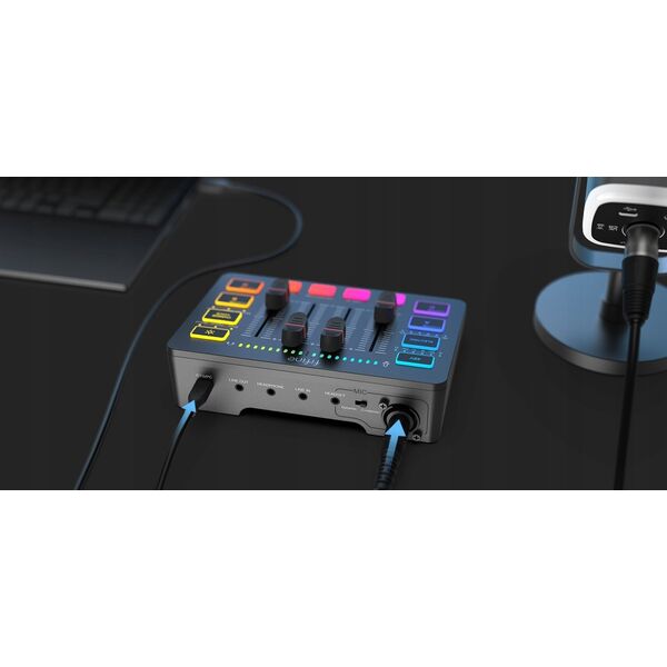 Κάρτα Ήχου Fifine SC3 Μαύρη USB με RGB XLR 2 - καναλιών