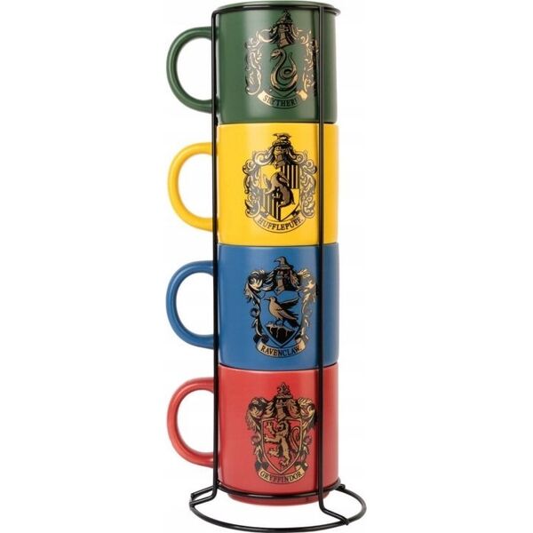 Harry Potter Harry Potter - Zestaw kubków ceramicznych ze stojakiem 300 ml 4 szt. Hogwart Houses