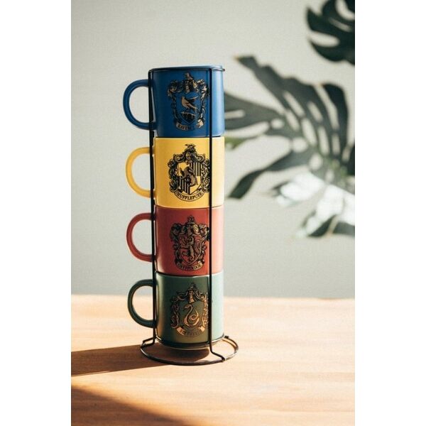 Harry Potter Harry Potter - Zestaw kubków ceramicznych ze stojakiem 300 ml 4 szt. Hogwart Houses