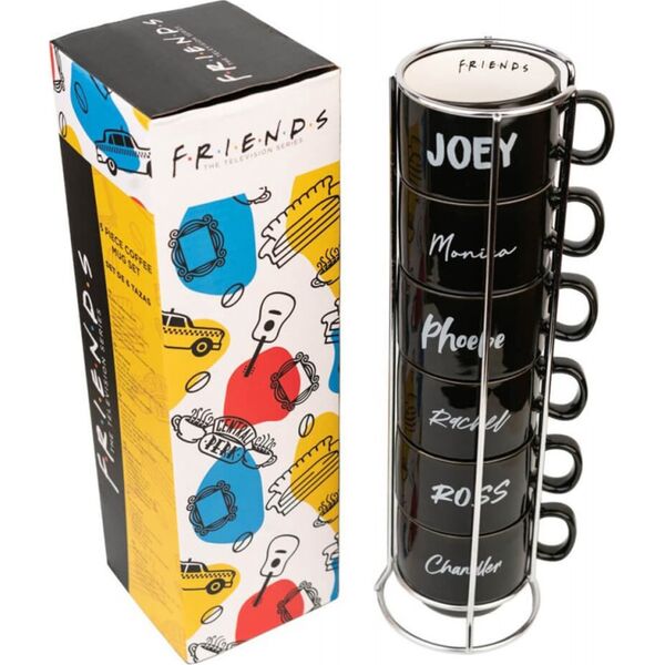 Friends Friends - Zestaw kubków ceramicznych ze stojakiem 150 ml 6 szt.