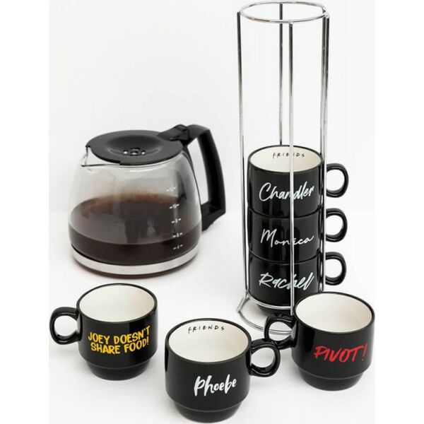 Friends Friends - Zestaw kubków ceramicznych ze stojakiem 150 ml 6 szt.