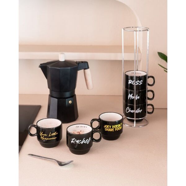 Friends Friends - Zestaw kubków ceramicznych ze stojakiem 150 ml 6 szt.