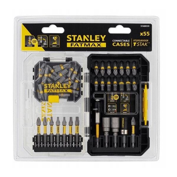 zestaw końcówek i nasadek udarowych 1/4" z 2 uchwytami magnetycznymi, 55 szt. STA88559-XJ