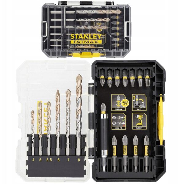 Stanley Zestaw 19 szt. końcówek udarowych 1/4" + wiertła do muru STA88552-XJ