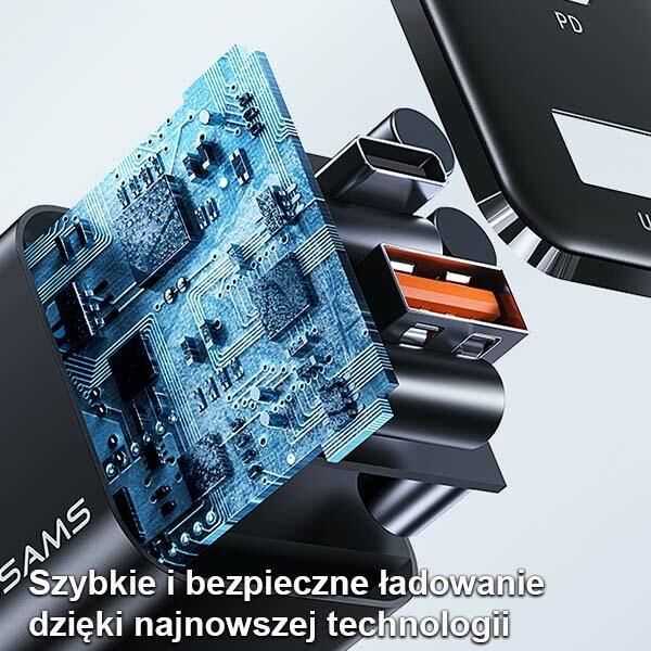 Ładowarka Usams T43 1x USB-A 1x USB-C 3 A (6958444972107)