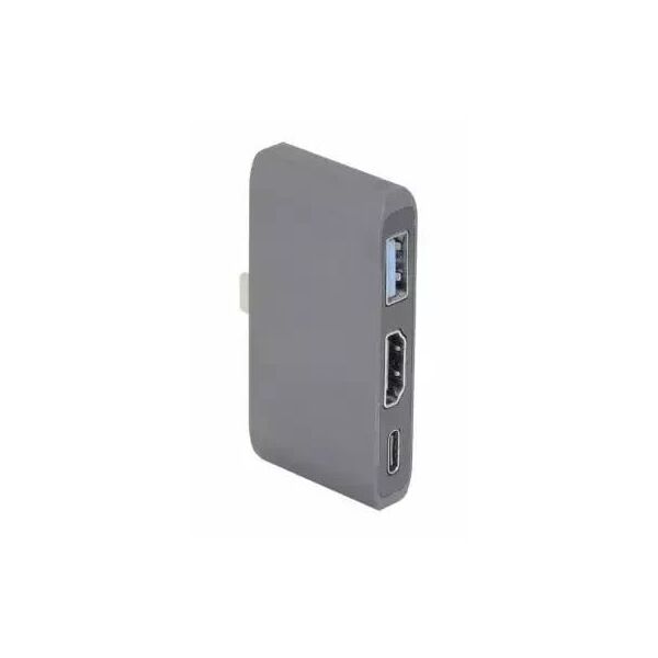 Προσαρμογέας πολλαπλών θυρών RoGer RO-AD2 (3 σε 1) USB-C / USB 3.0 / HDMI / USB-C / Γκρι