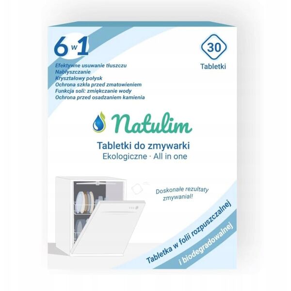 Natulim, Οικολογικά ταμπλέτες πλυντηρίου πιάτων 6 σε 1, 30 τεμάχια