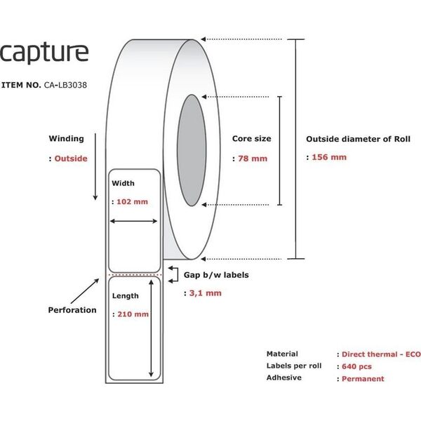 Capture Label 102x210, Core 76,