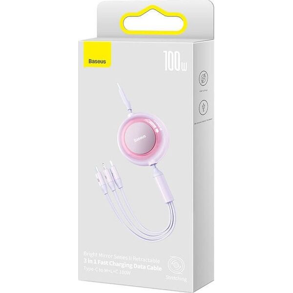 Kabel USB Baseus USB-C - USB-C + microUSB + Lightning 1.1 m Fioletowy (CAMJ010205)