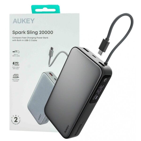AUKEY PB-Y48 PowerBank | 20000mAh | 130W | 4xUSB | LED | PPS | kabel USB-C