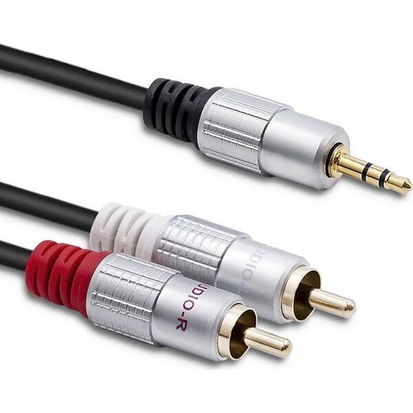 Kabel Qoltec Jack 3.5mm - RCA (Cinch) x2 1m czarny (52339)