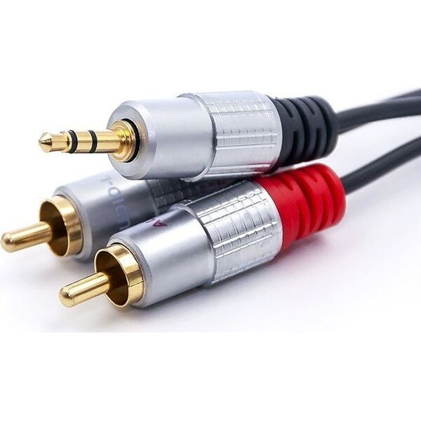Kabel Qoltec Jack 3.5mm - RCA (Cinch) x2 1m czarny (52339)