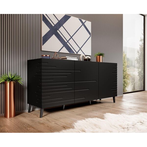 Cama Meble Komoda NOVA 155x40x72 czarny mat