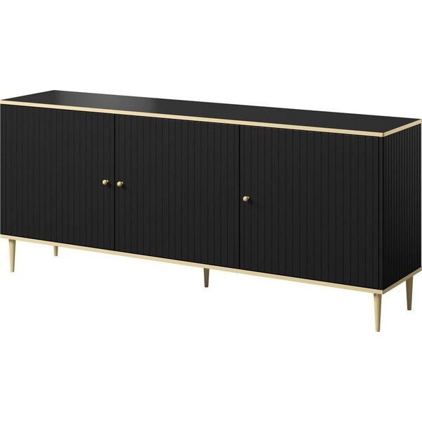 Cama Meble Komoda GLAMOUR 180x40x75,5 czarny mat + złoty