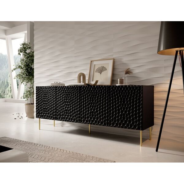 Cama Meble Komoda HOLE 190x40,5xH74,5 czarny mat