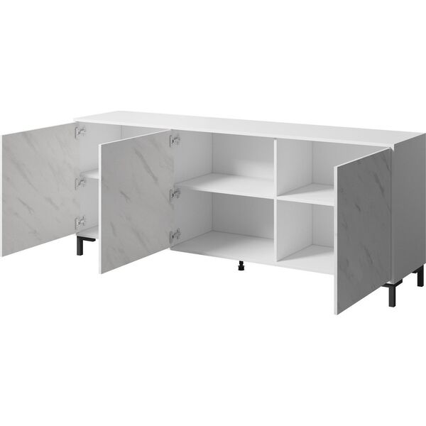 Cama Meble Komoda MARMO 3D 200x45xH80,5 biały mat/marmur biały