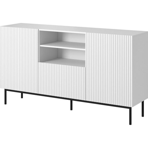 Cama Meble Komoda PAFOS na czarnym stelażu ze stali 150x40x90 biały mat