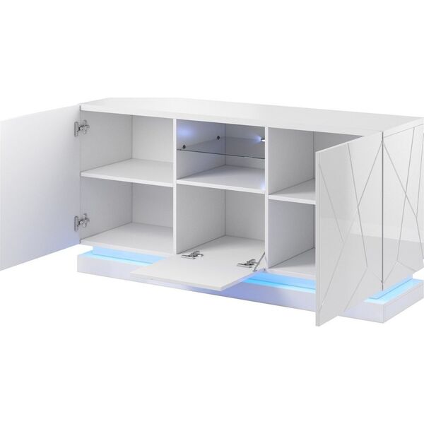 Cama Meble Komoda QIU 2D1K 150x41,5xH75 biały połysk/biały połysk