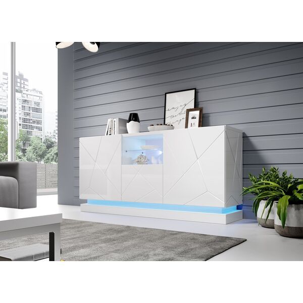 Cama Meble Komoda QIU 2D1K 150x41,5xH75 biały połysk/biały połysk