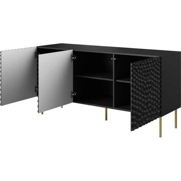 Cama Meble Komoda HOLE 152x42,5xH74,5 czarny mat