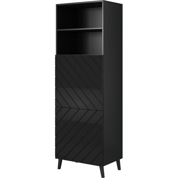 Cama Meble Witryna ABETO 60x40xH176,5 czarny/czarny połysk