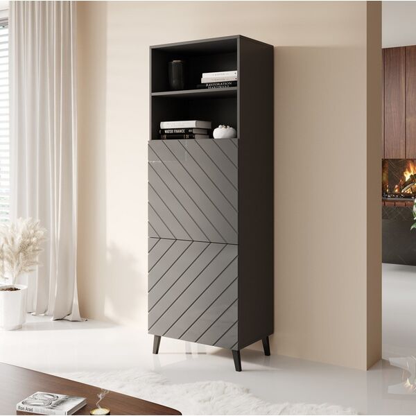 Cama Meble Witryna ABETO 60x40xH176,5 grafit/grafit połysk