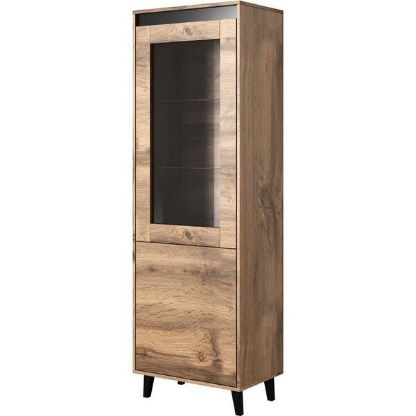 Cama Meble Witryna NORD 60x38x182,5 dąb wotan/antracyt